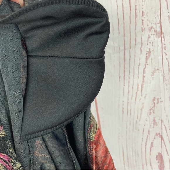 Dressbarn Size 18 20 Beaded Fringe Cardigan Black Floral Glitter Textured Slinky - Picture 13 of 13